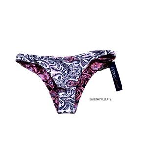 Gypsy 05 Sand Reversible Paisley Print Bikini Swim Bottom Women Size M